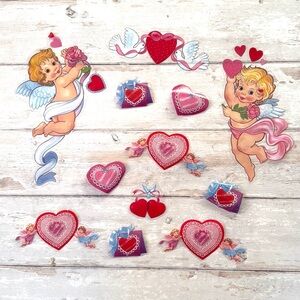 Valentine’s Day Window Clings Reusable Stickers Set Vday 12ct Angels Hearts NEW